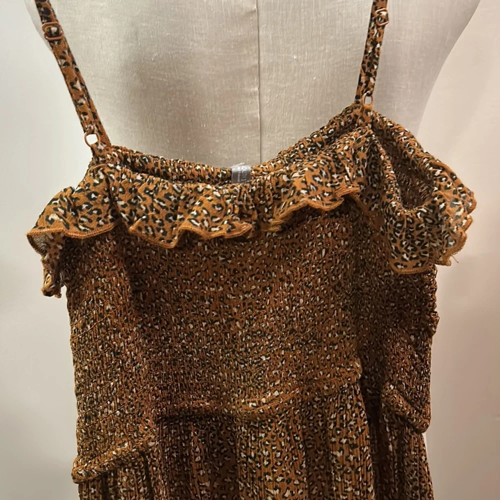 Urban Outfitters leopard ruffle chest lightweight mini dress sz small - Picture 8 of 11